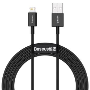 Cablu Baseus Superior, USB A la USB C/Lightning, 2m, Negru