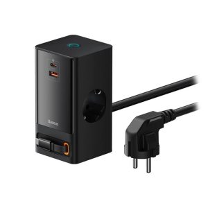 Incarcator retea Baseus PowerCombo, 65 W, 2 x AC, 1