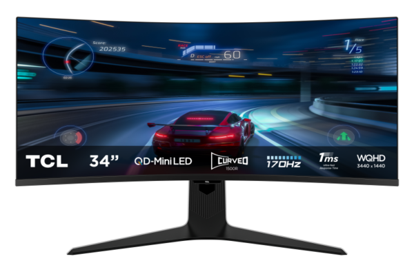 Monitor TCL 34" 34R83Q, Curvature: 1500R, Diagonal (inch): 34, Diagonal