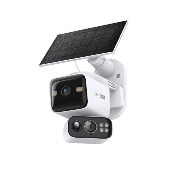Solar-Powered Dual-Lens Pan/Tilt Cam kit, 1/2.8" Progressive Scan CMOS Sensor,