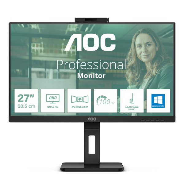 Monitor Consumer AOC Q27P3CW, 27", 2560 x 1440 pixeli, Black,