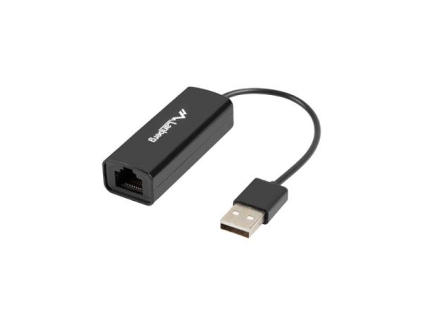 Adaptor reea LANBERG NC-0100-01, USB 2.0/ RJ-45, 0.15 m, Negru