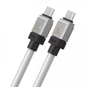 Cablu Baseus CoolPlay, USB-C/ USB-C, 2m, Alb