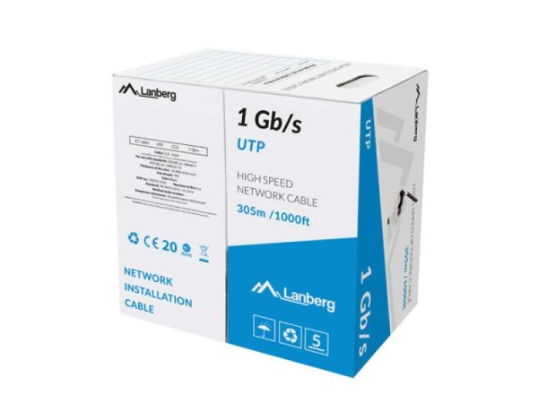 Cablu Lanberg LCU6-10CC-0305-BK, RJ45/ RJ-45, 305 m, Negru