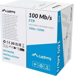 Cablu LANBERG LCF5-11CC-0100-S, RJ45/ RJ-45, 100M, Gri