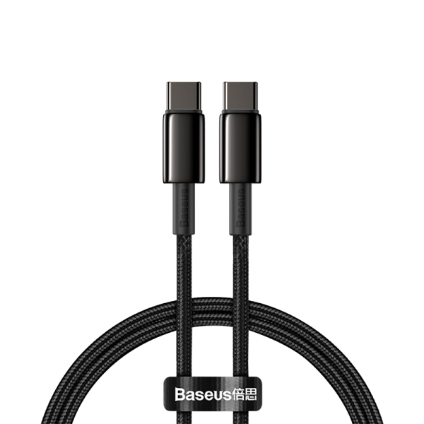 Cablu Baseus Tungsten Gold, USB C/ USB C, 1m, Negru