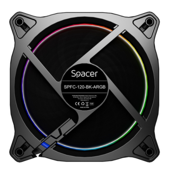 Ventilator Carcasa SPACER SPFC-120-BK-ARGB, 12 cm, 1200 rpm, ARGB