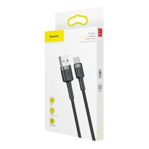 Cablu Baseus Cafule, USB A/ USB C, 1 m, Gri