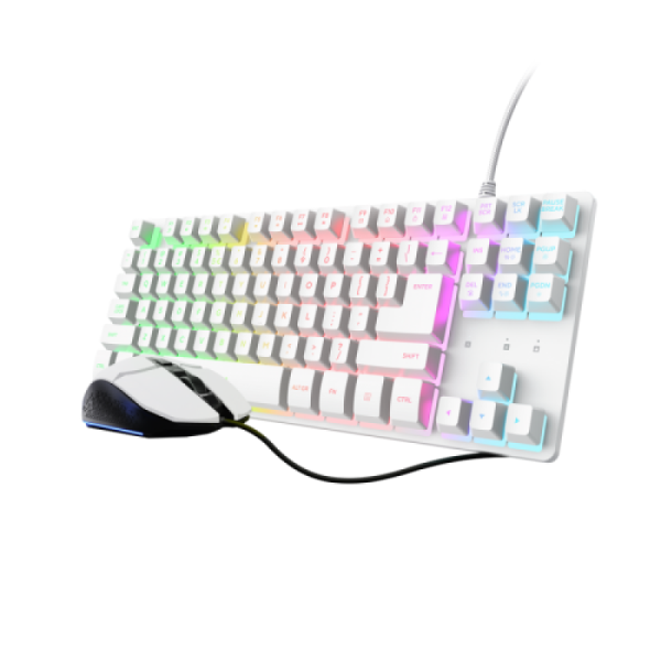 Kit Cu fir tastatura si mouse Trust GXT 798TW, Alb