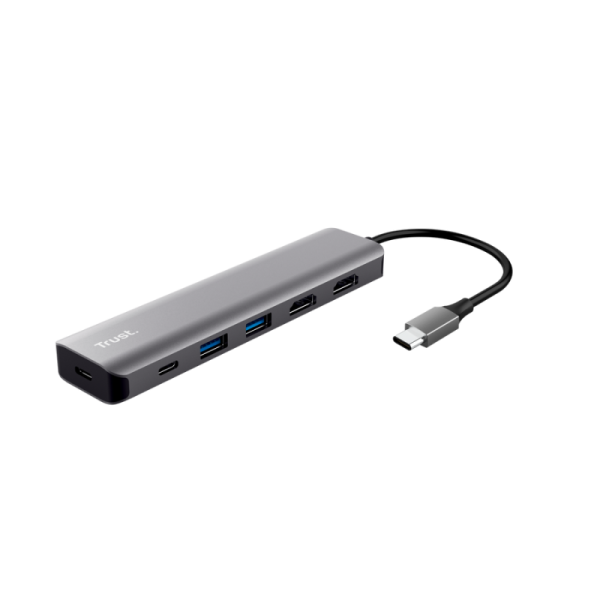 Hub USB Trust Dalyx, USB-C, 6 porturi, HDMI, Gri