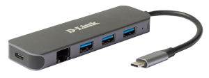 Docking station D-Link DUB-2334, USB Type-C, 60W, Gri, 2 ani