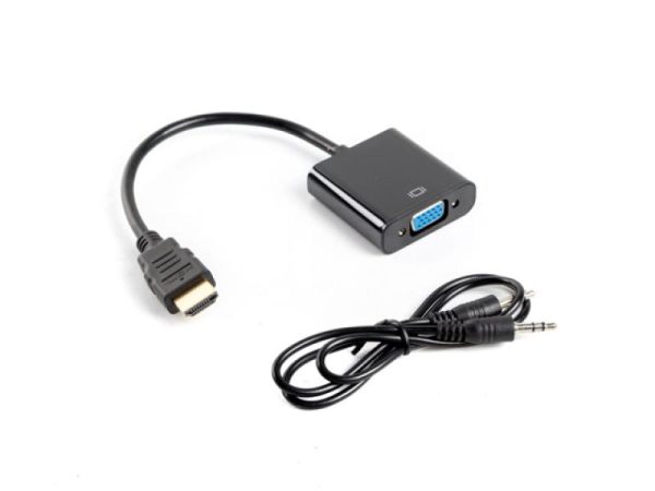 Cablu Lanberg AD-0017-BK, VGA (D-Sub)/ HDMI + minijack 3,5 mm,