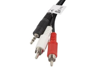 Cablu audio LANBERG CA-MJRC-10CC-0020-BK, 3.5 mm/ RCA, 2 m, Negru