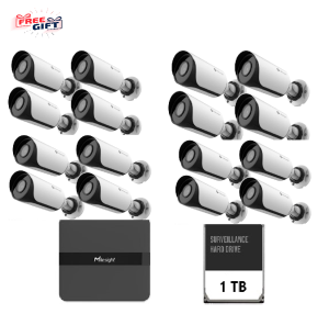 Kit supraveghere video Milesight 16 buc camera Bullet MS-C2964-UPD +