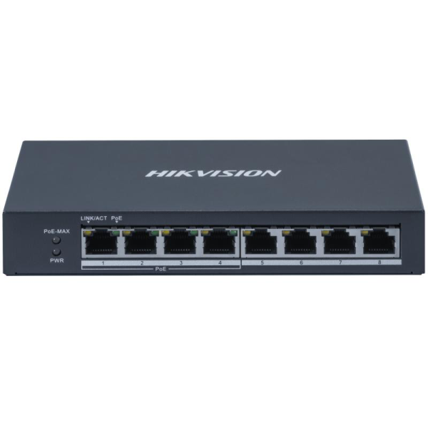 Switch PoE Hikvision DS-3E0508P-O: 4 × Gigabit PoE port, 4