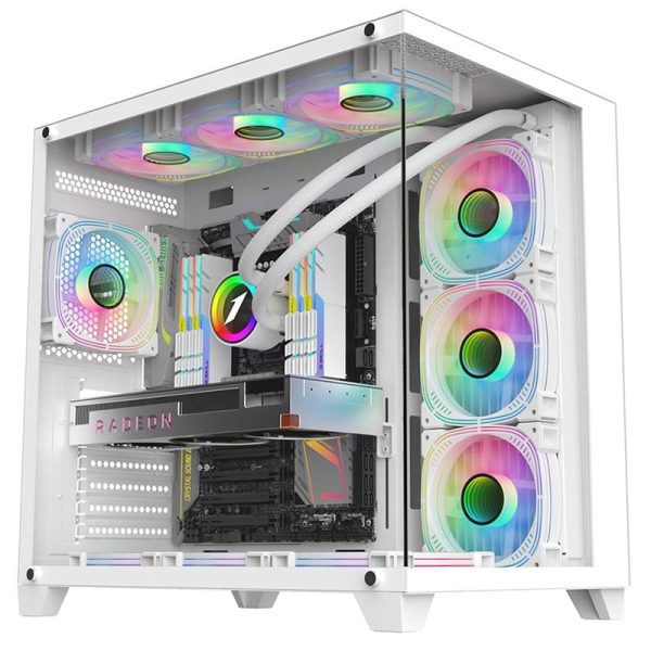 Carcasa 1st PLAYER MV8 TP, RGB, Cube Tower, White
