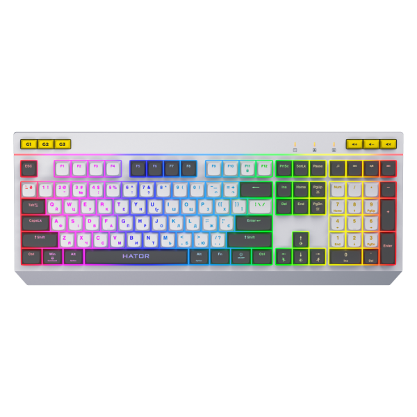 Tastatura Gaming HATOR Icefall, RGB, USB, Alb, EN US