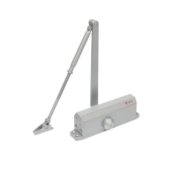 Amortizor hidraulic cu brat SA-5044AW-sv, argintiu; Pentru: usi cu greutatea