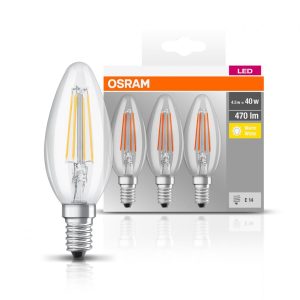 3 Becuri LED Osram Base Classic B, E14, 4W (40W),