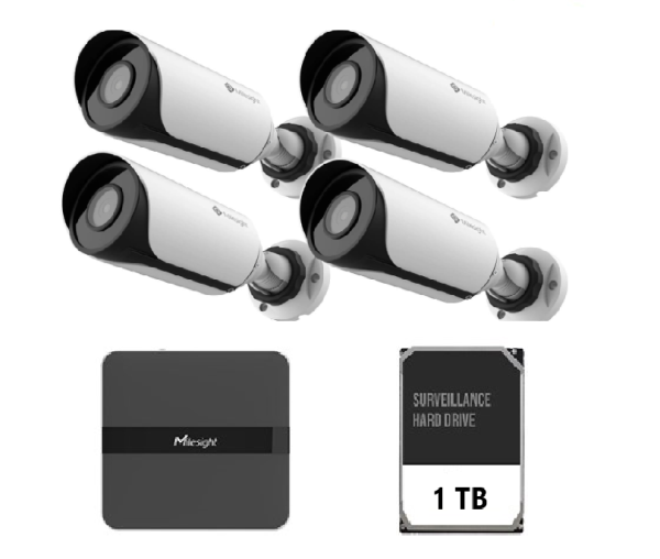 Kit de supraveghere video Milesight 4 camere Bullet MS-C2964-UPD +