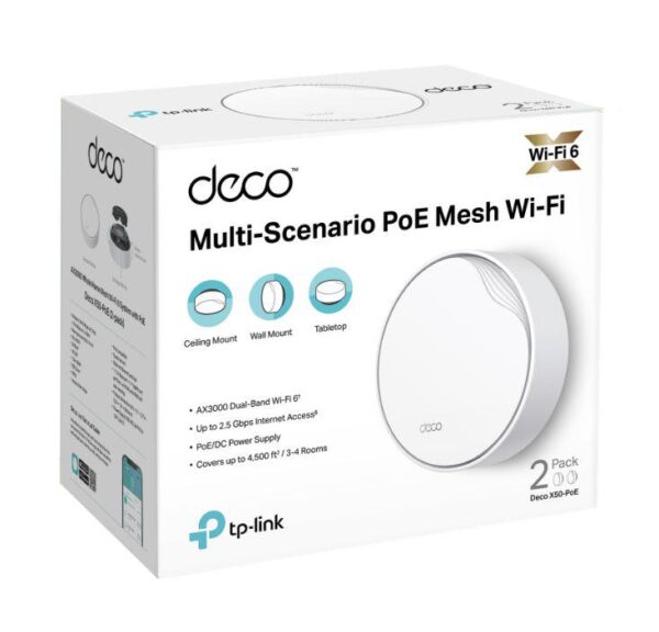 TP-Link AX3000 whole home mesh Wi-Fi 6 System, Deco X50-POE(2-pack); - Image 3