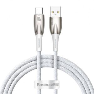 Cablu Baseus Glimmer, USB A/ USB C, 1 m, Alb