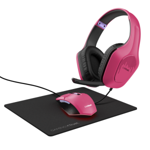 Kit wired casti, mouse si mousepad Trust GXT 790, roz