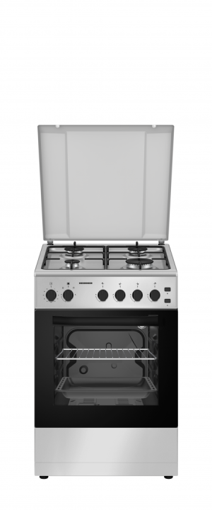 Aragaz gaz Heinner HFSC-S50LITGSL, 4 arzatoare, aprindere electrica plita/cuptor, dispozitiv