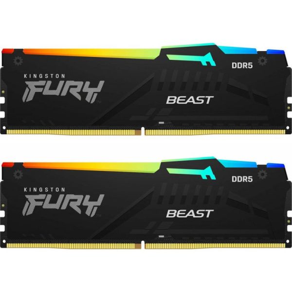 Memorie RAM Kingston FURY Beast RGB, 32GB DDR5, Kit 2x16GB,