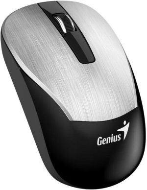 Mouse Wireless Genius ECO-8015, 1600 dpi, Negru-Argintiu