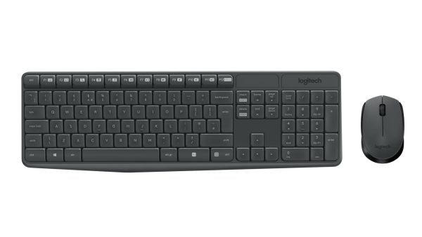 Kit wireless tastatura si mouse Logitech MK235, taste numerice, gri,