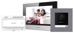Kit videointerfon IP Hikvision DS-KIS702, conexiune pe 2 fire, pentru