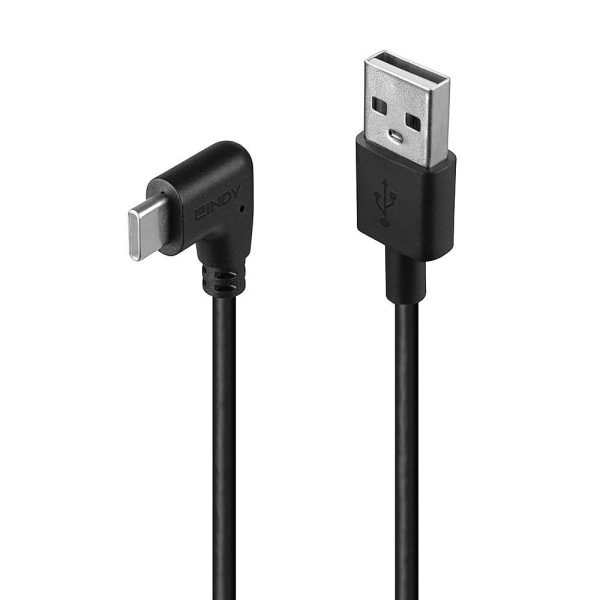 Cablu Lindy USB 2.0 Type A la USB-C 90 grade,