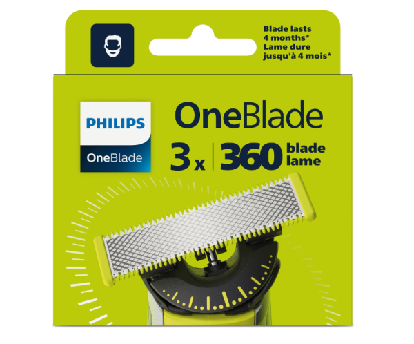 Rezerva OneBlade 360, QP430/50, otel inoxidabil, umed si uscat, kit