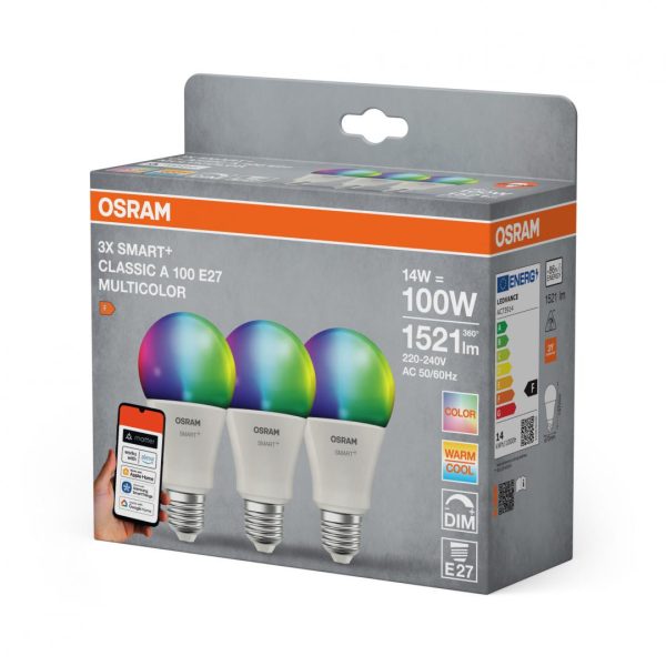 3 Becuri LED RGB inteligente Osram SMART+ Matter over WiFi