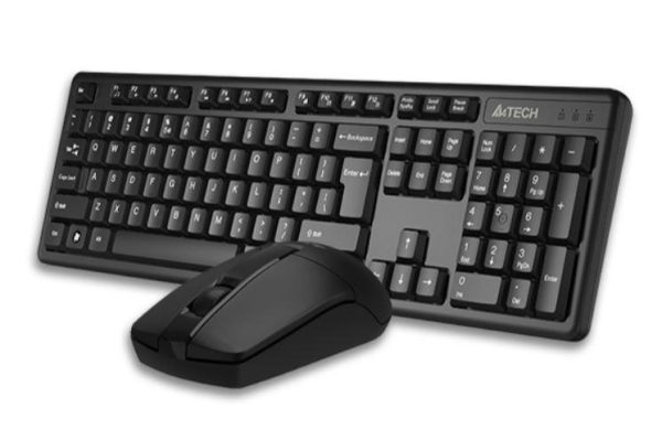 Kit Wireless tastatura si mouse A4TECH GK-3+G3-330N, taste numerice, negru,