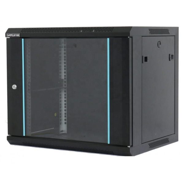Rack 19'' 15U 600x450, de perete, usa din sticla, panouri