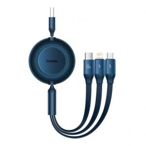 Cablu Baseus Bright Mirror 3 in 1 Retractable, USB A/
