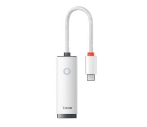 Adaptor Baseus Lite, USB C/ RJ-45, Alb