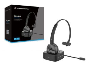 Casti Mono-casca Conceptronic POLONA, Wireless, Noise Canceling, Negru