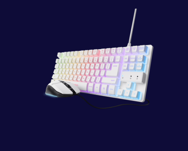 Kit Wireless tastatura si mouse Trust GXT 798W, Alb, Romanian