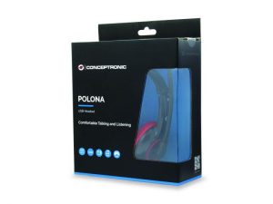 Casti Head-band Conceptronic USB Headset, Wired, Rosu