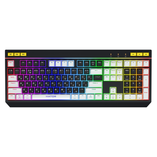 Tastatura Gaming HATOR Icefall, RGB, USB, Negru, EN US