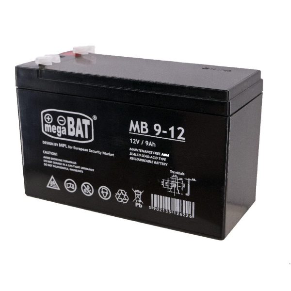 Acumulator VRLA AGM Megabat MB9-12 fara intretinere 9Ah 12V. terminal