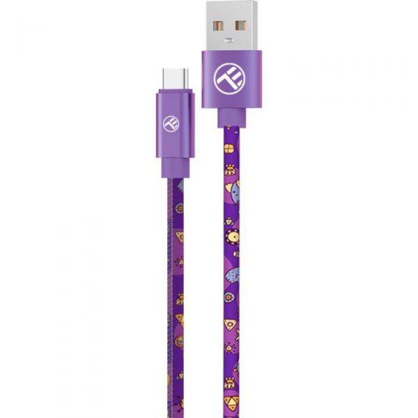 Cablu Tellur Graffiti, USB A/ USB C, 1 m, Mov