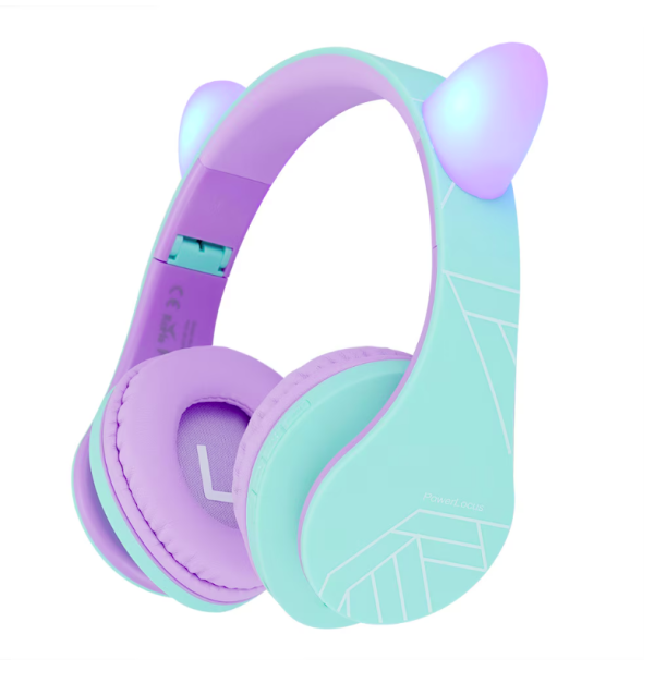 Casti Over-ear PowerLocus KidsCats, Wireless/Wired, Multicolor