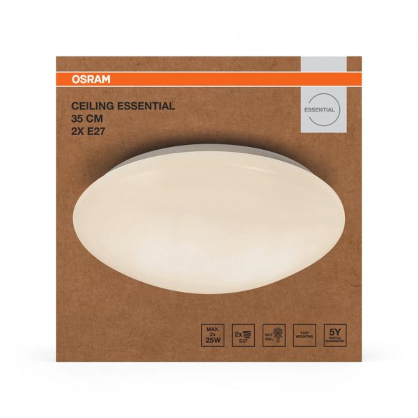 Plafoniera OSRAM Essential, excl.2xE27, Ø35cm / ↕ 12cm, IP20,metal/PMMA, Alb