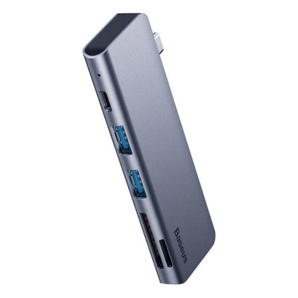 Docking station BASEUS CAHUB-K0G, USB Type-C, 60W, Gri, 2 ani