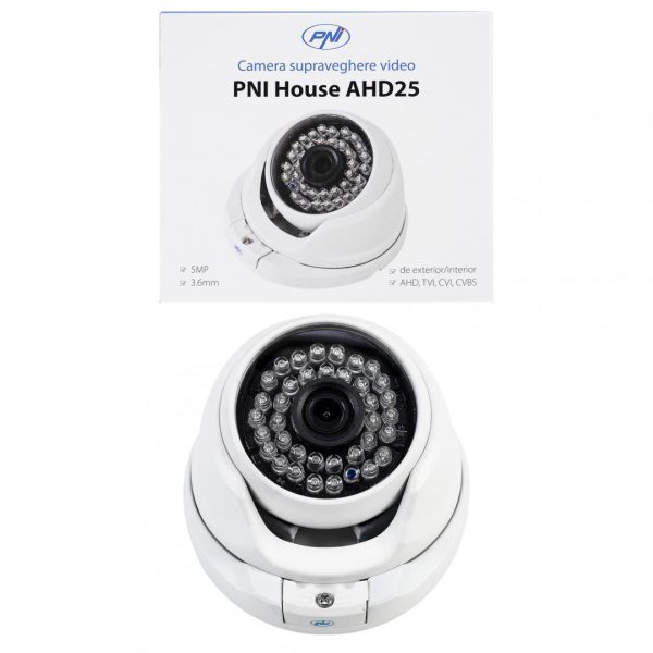 Camera supraveghere video PNI House AHD25 5MP, dome, lentila 3.6mm,