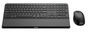 Kit Wireless tastatura si mouse Philips SPT6607B/00, taste numerice, negru,
